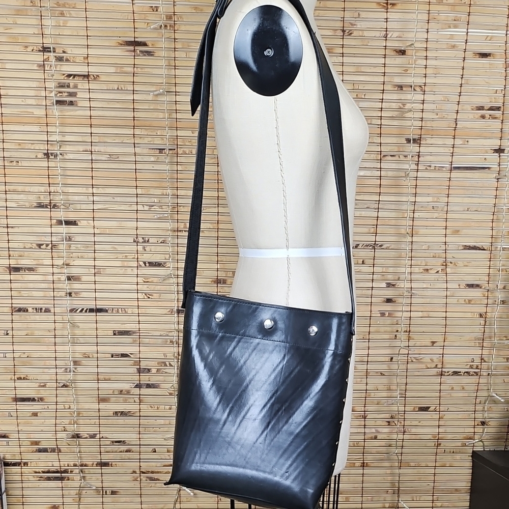Black Tire Bag With Silver Hardware